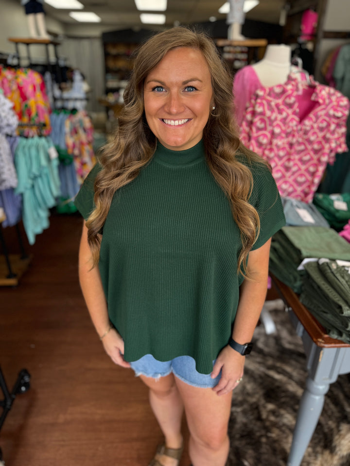 Mock Neck SS Sweater Top