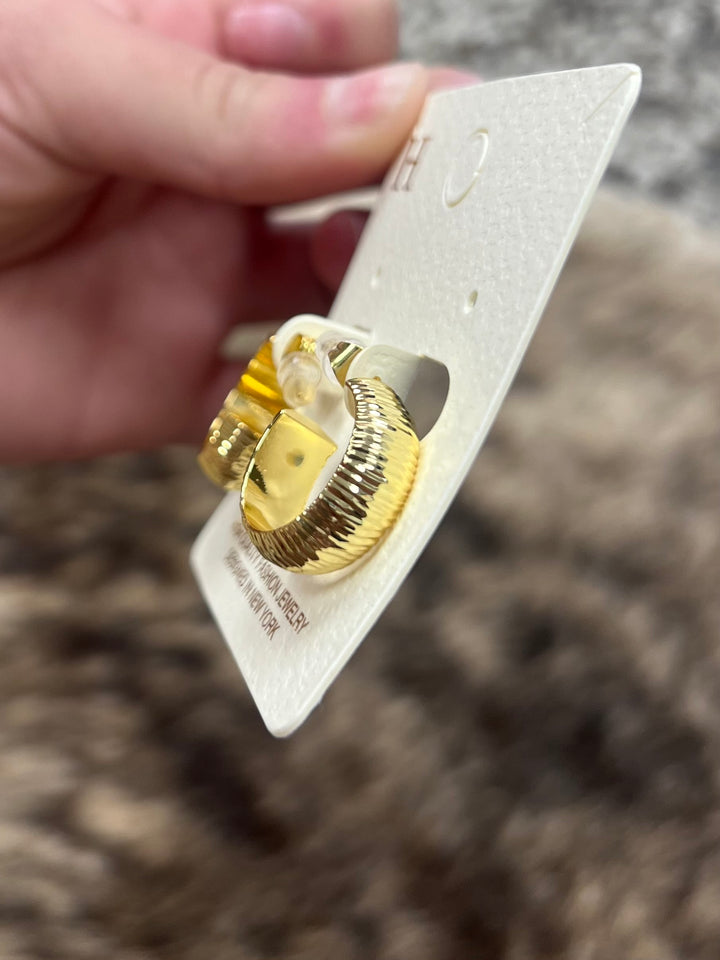 Textured Brass Hoops Gold