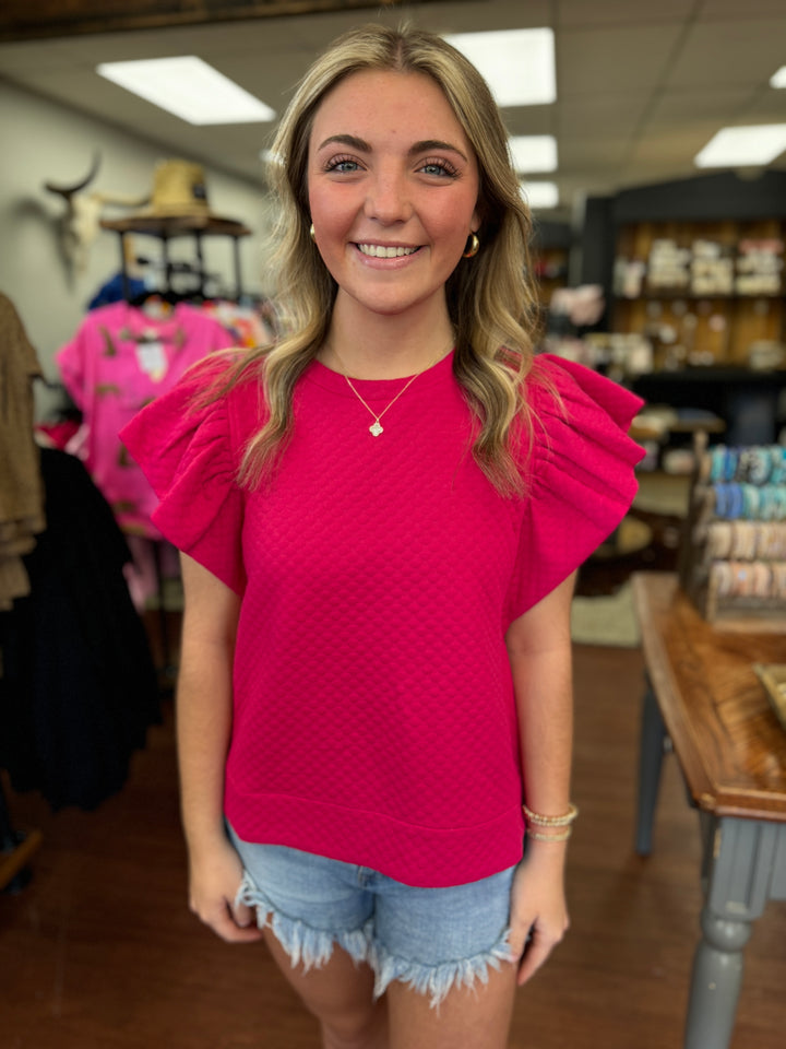 Emily Textured Top in Cranberry