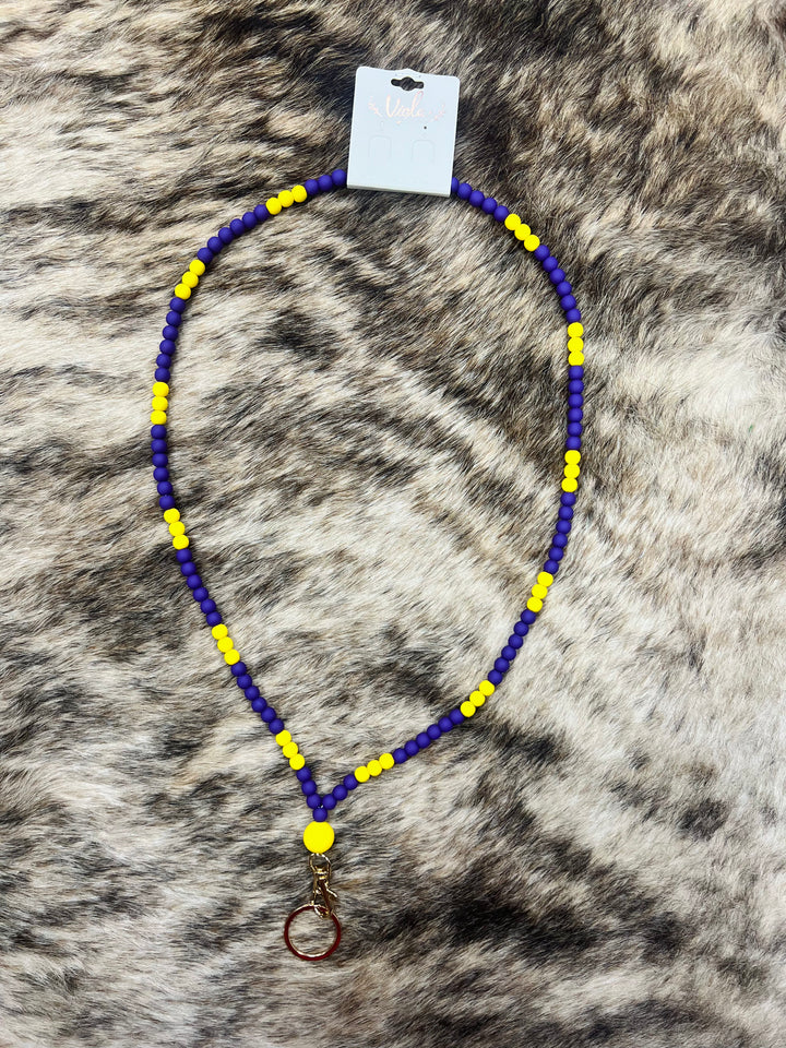 GAMEDAY Lanyard Wood Beads ID Tag
Purple/Yellow