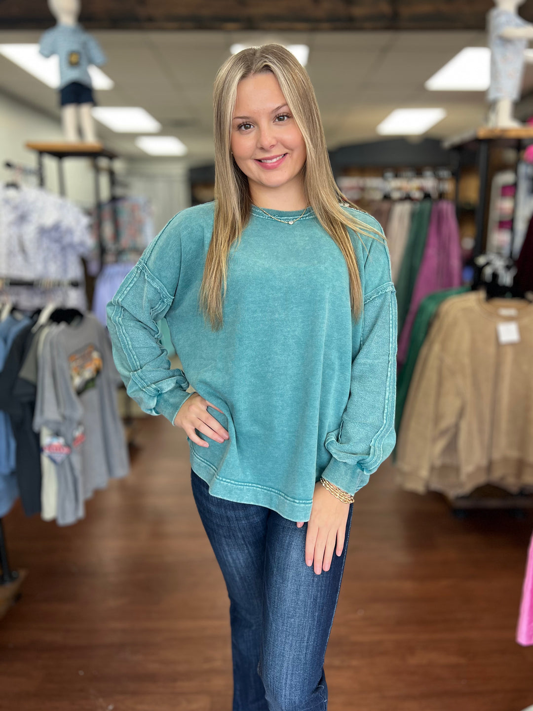 Miley Mineral Washed Terry Pullover