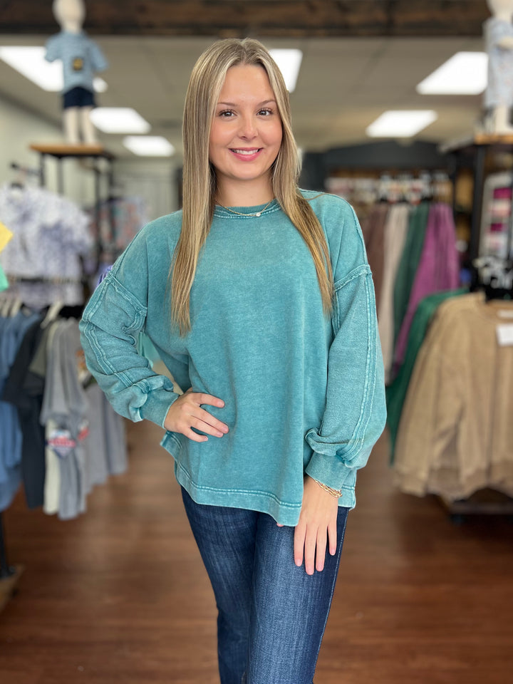 Miley Mineral Washed Terry Pullover