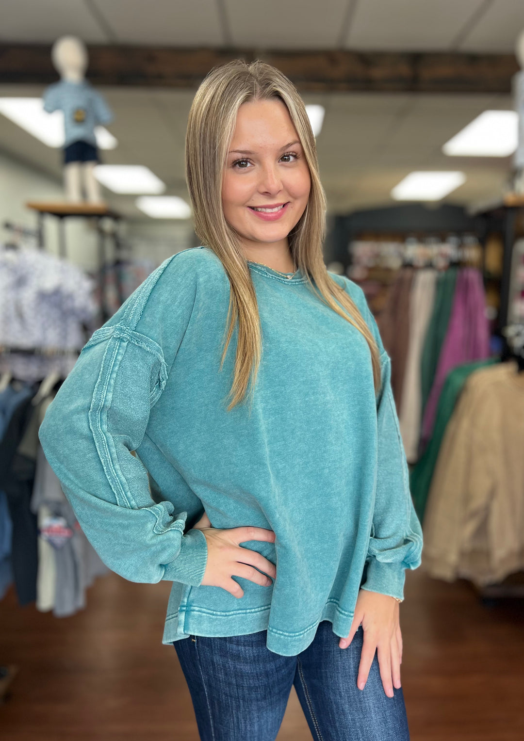 Miley Mineral Washed Terry Pullover