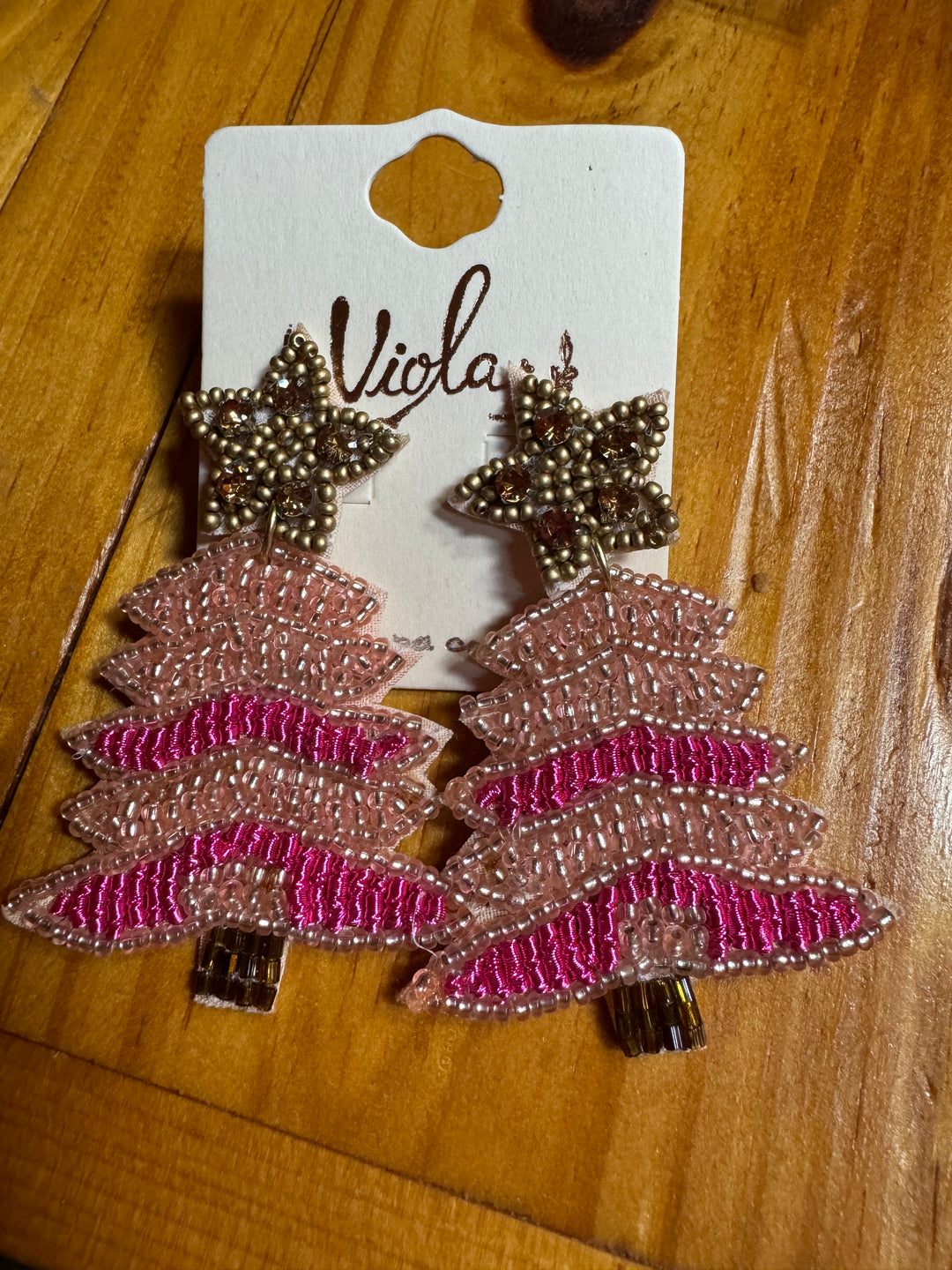 Beaded XMas Tree Earrings