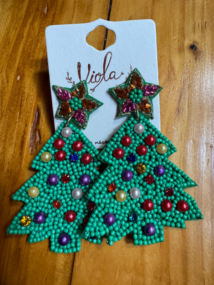 Christmas Tree Bead Earrings