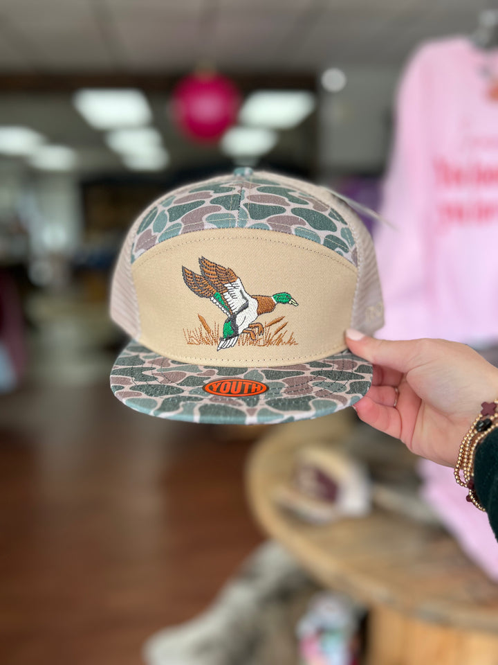 Youth Roost 7 Panel 3D Puff Full Color Duck Logo Fieldstone