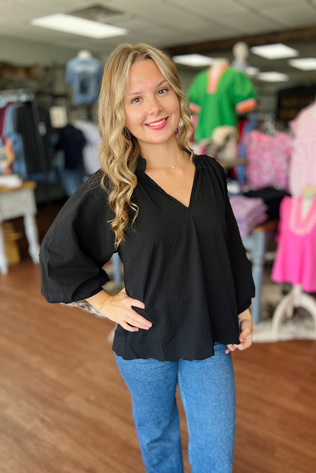 Textured Scallop Hem Top