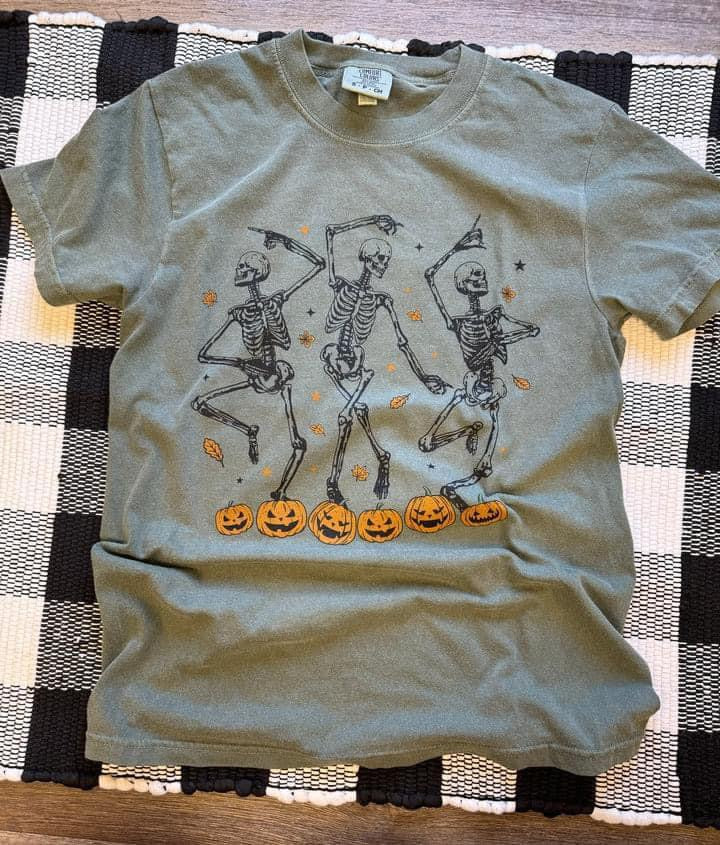 Dancing Skeletons Moss Comfort Color Tee