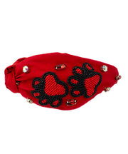 Red & Black Beaded Paw Headband