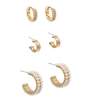Pave & Pearl Beads Hoops Set