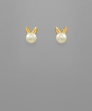 Pearl Rabbit Face Earrings