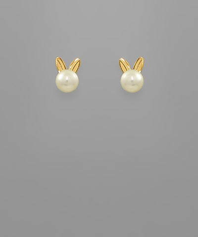 Pearl Rabbit Face Earrings