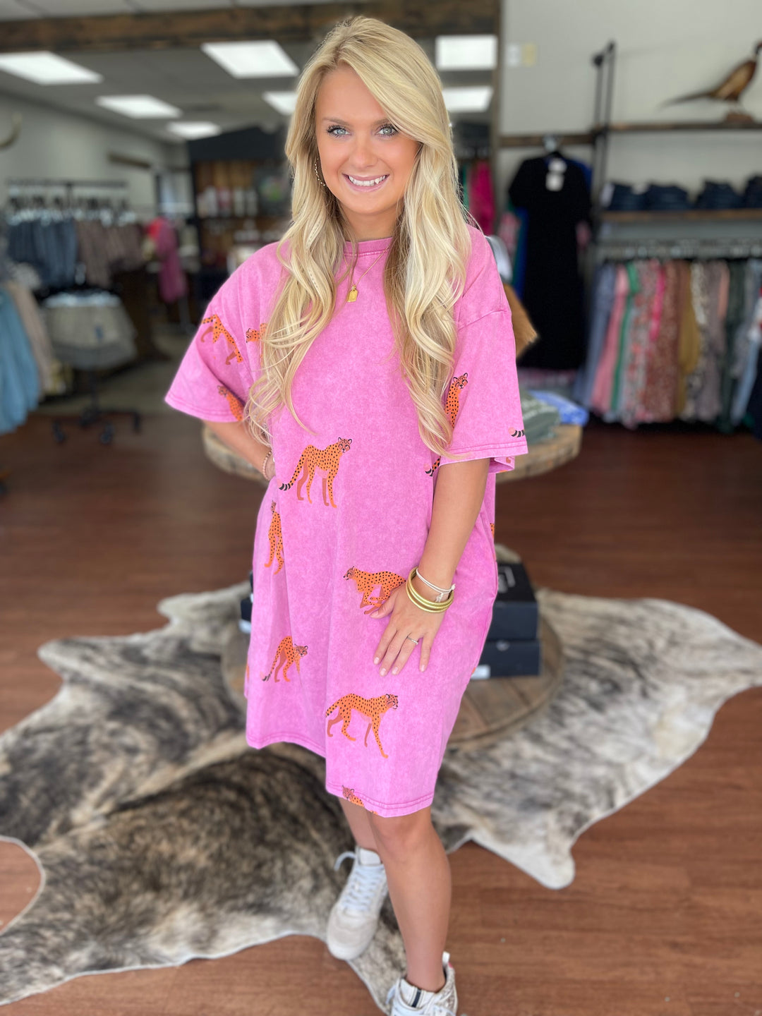 Pink Cheetah T-Shirt Dress