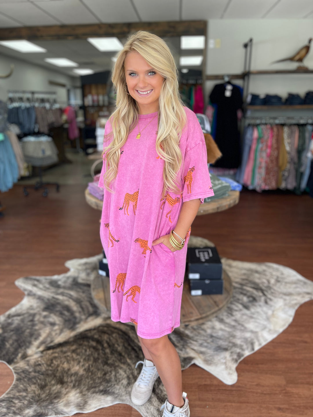 Pink Cheetah T-Shirt Dress