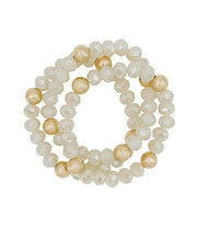 3 Row Satin Ball Accent Beads Bracelet