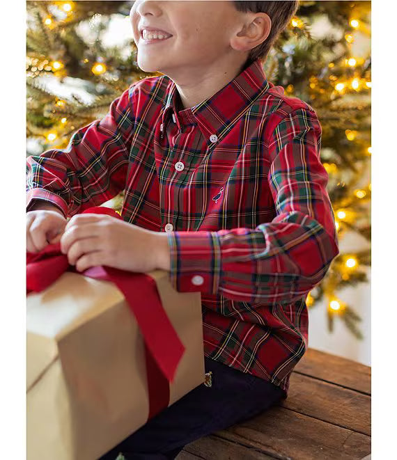Properly Tied Boys Seasonal Sportshirt Yuletide