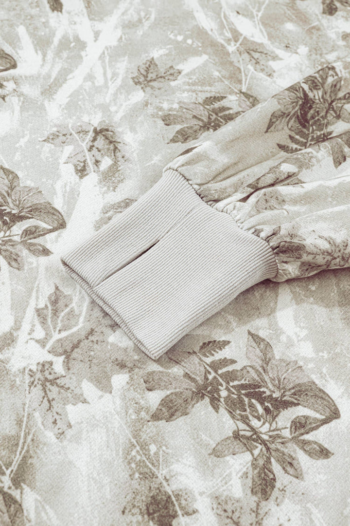 Camo Print Exposed Seam Patchwork Baggy Slit Sweatshirt