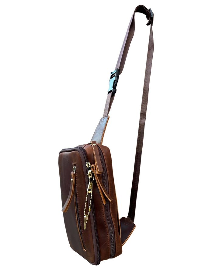 Vintage cowhide leather fanny pack/crossbody/sling bag