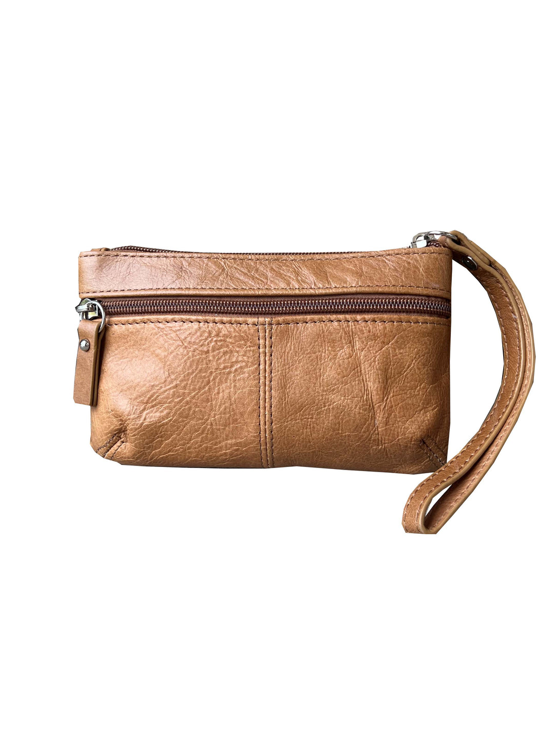 Leather Wristlet Cosmetic Bag