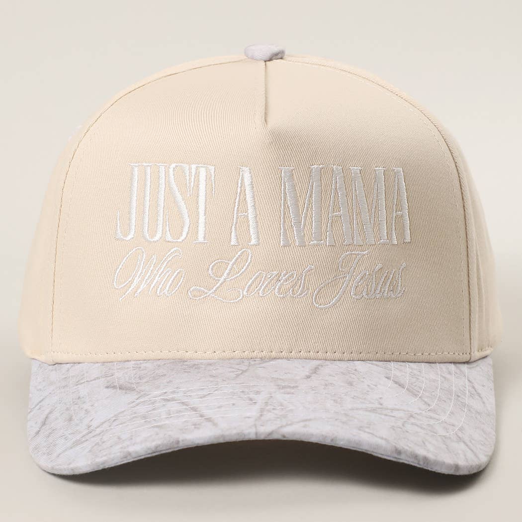JUST A MAMA WHO LOVES JESUS Embroidery Two-Tone Trucker Hat
