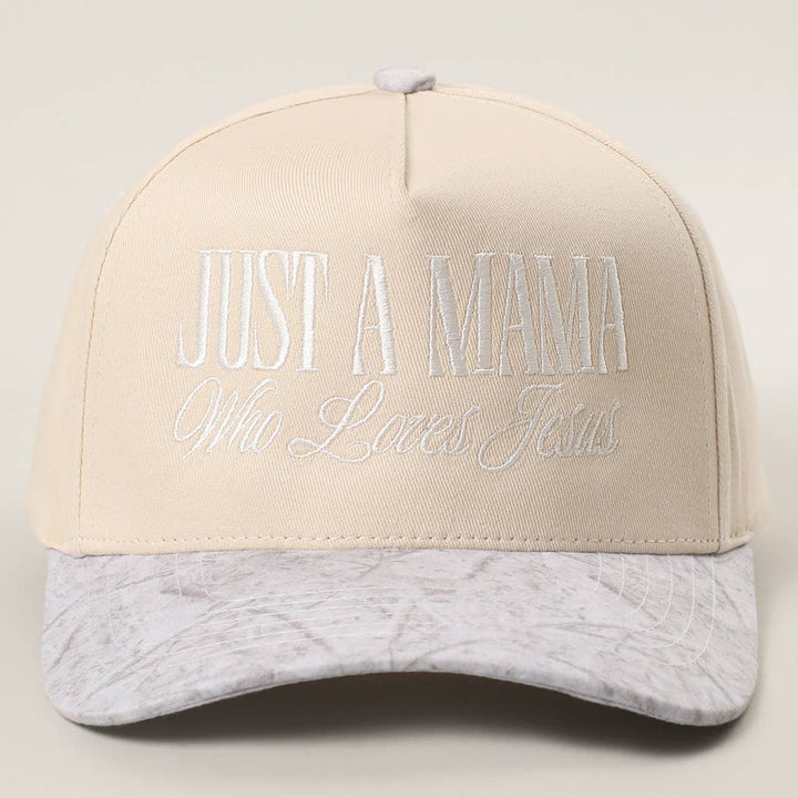 JUST A MAMA WHO LOVES JESUS Embroidery Two-Tone Trucker Hat