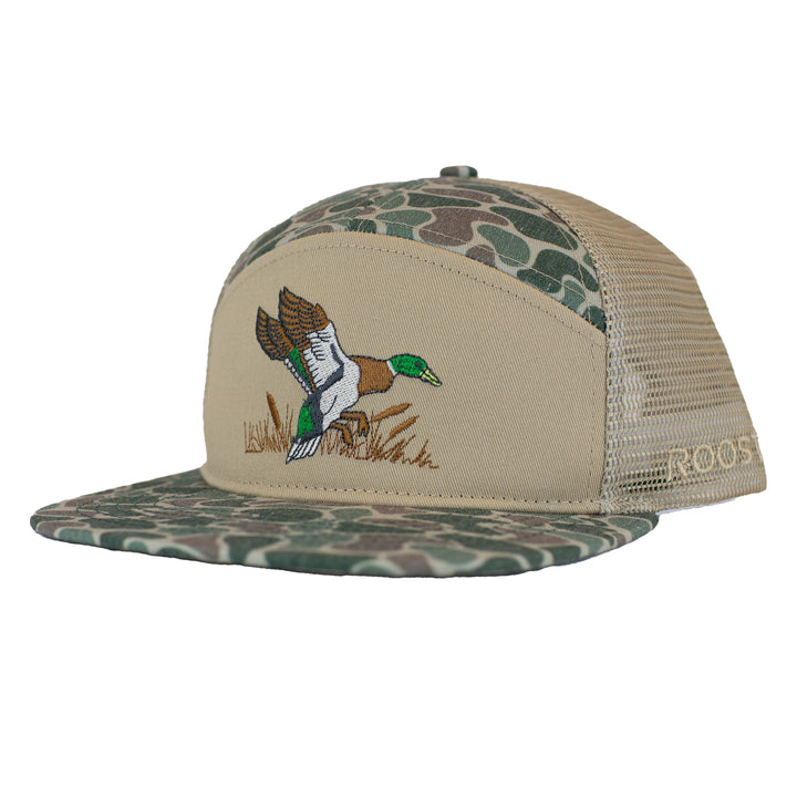 Youth Roost 7 Panel 3D Puff Full Color Duck Logo Fieldstone