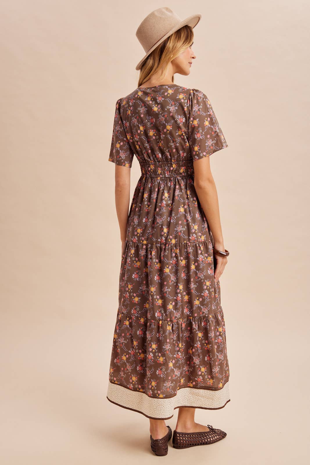 COTTON FLORAL BORDERED MAXI DRESS