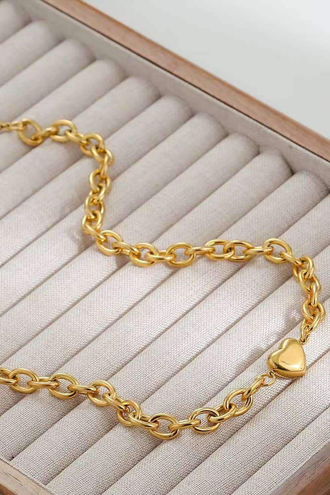 18K STAINLESS STEEL TARNISH FREE HEART NECKLACE