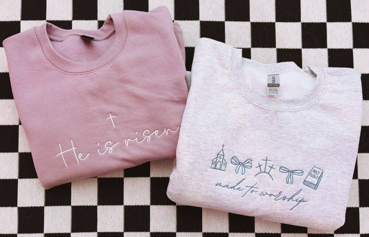 Made To Worship Embroidered Crewneck | Church Sweatshirt