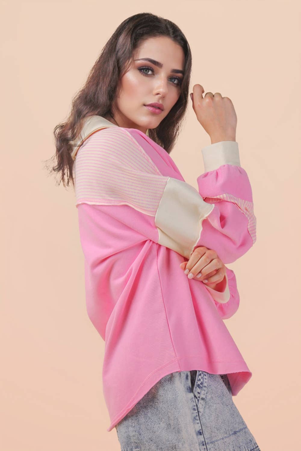 Color Block Oversized Casual Knit Top