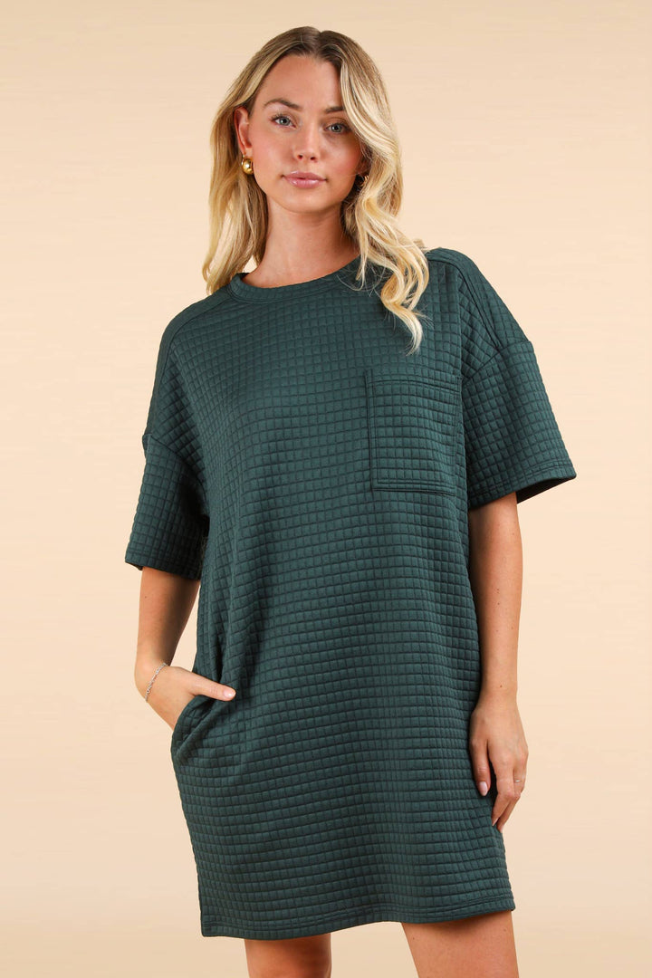 Oversized Quilted Basic Shift Mini Dress