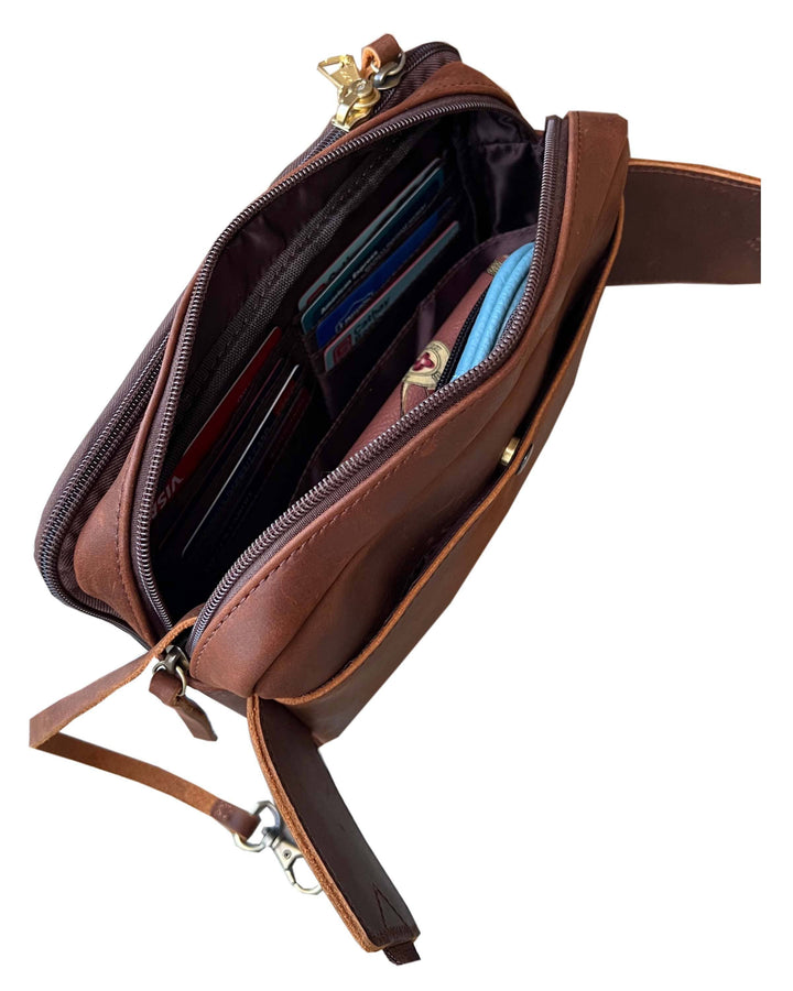 Vintage cowhide leather fanny pack/crossbody/sling bag