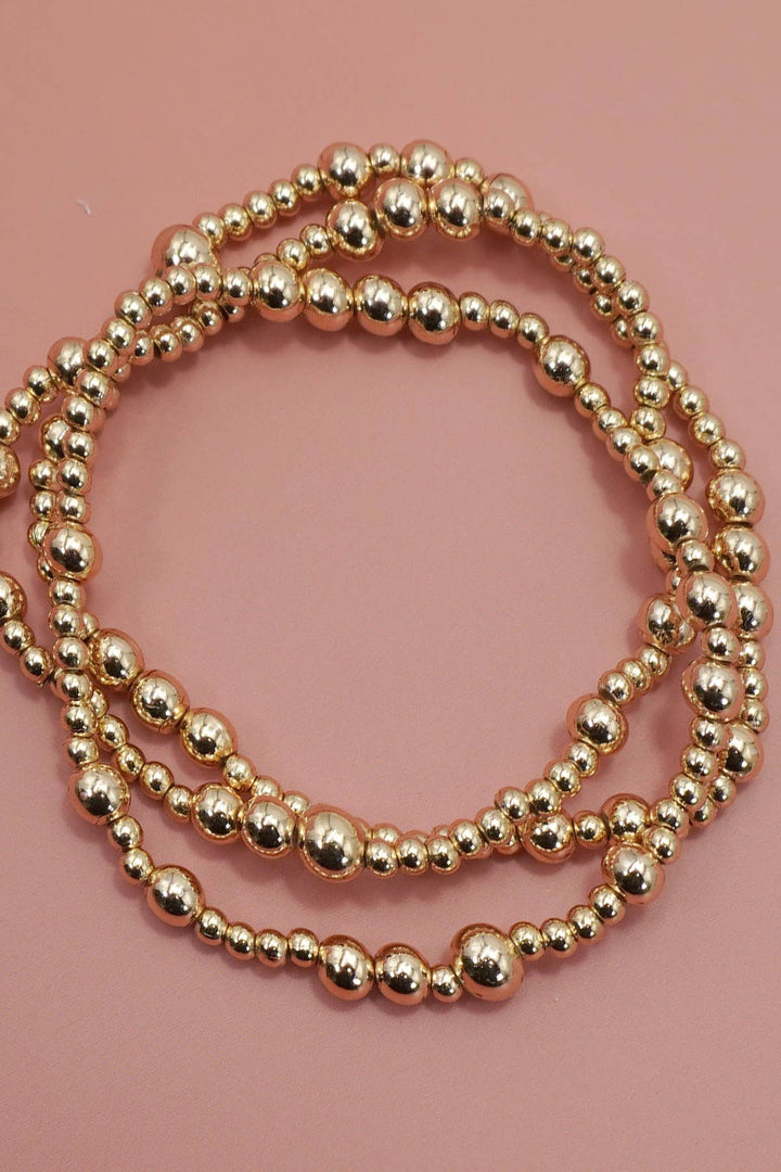 MULTI LAYER GOLD BALL CHAIN BEADED BRACELET | 40B5179