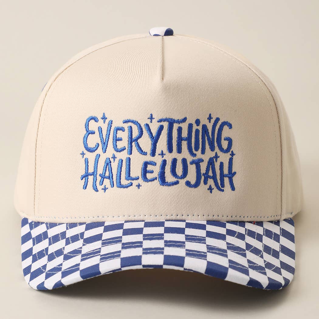 EVERYTHING HALLELUJAH Embroidered Checker Brim Trucker Hat