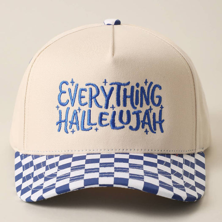 EVERYTHING HALLELUJAH Embroidered Checker Brim Trucker Hat