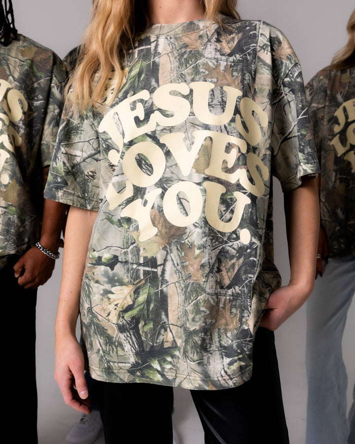 Jesus Loves You Heavyweight Camo Tee || Oversized