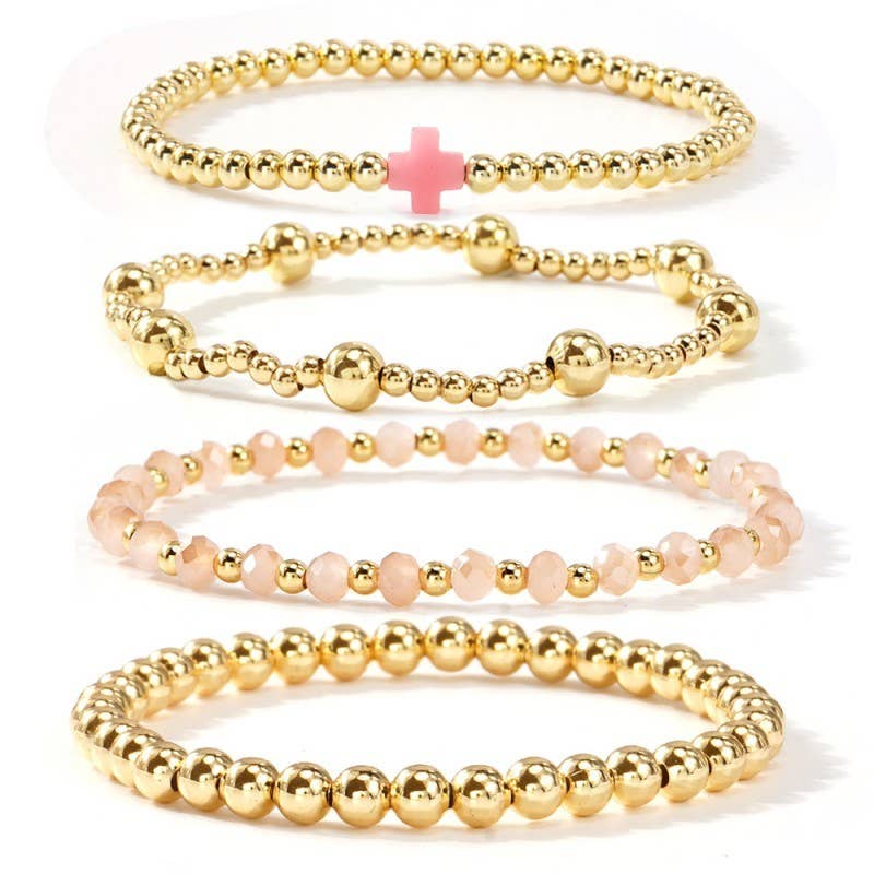 BOHO CROSS MULTI  COLORFUL BEADED STRETCH BRACELET