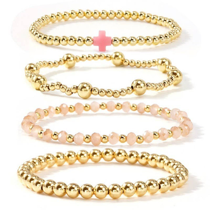 BOHO CROSS MULTI  COLORFUL BEADED STRETCH BRACELET