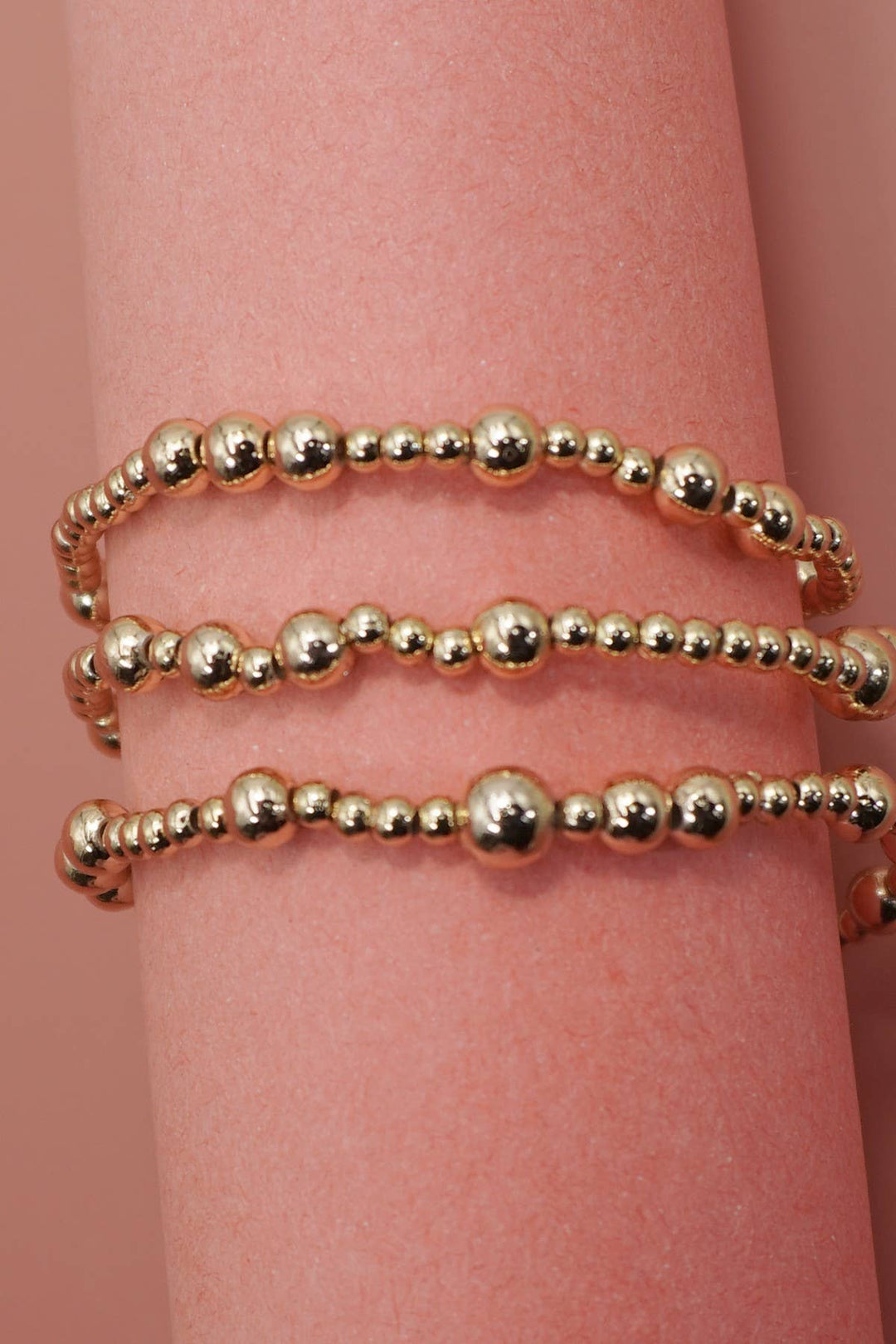 MULTI LAYER GOLD BALL CHAIN BEADED BRACELET | 40B5179