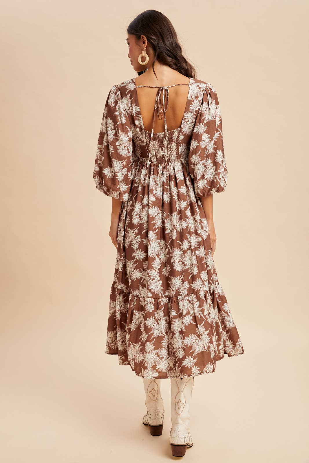 V NECK FLORAL DRESS