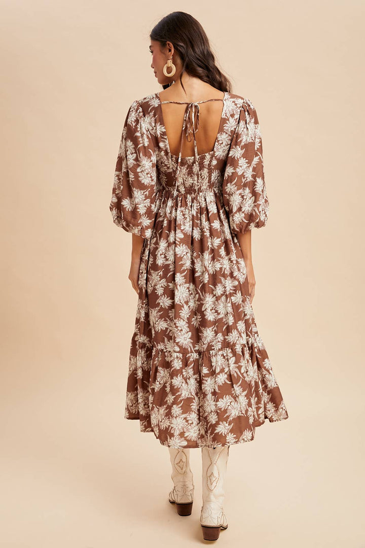 V NECK FLORAL DRESS