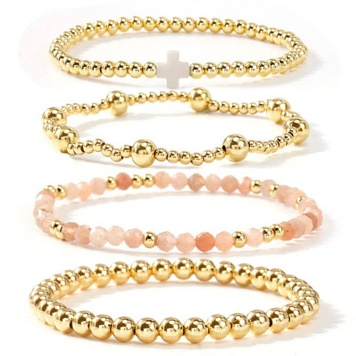 BOHO CROSS MULTI  COLORFUL BEADED STRETCH BRACELET