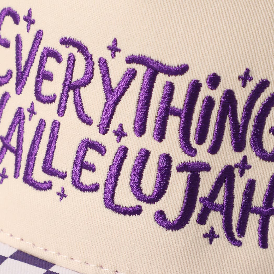 EVERYTHING HALLELUJAH Embroidered Checker Brim Trucker Hat