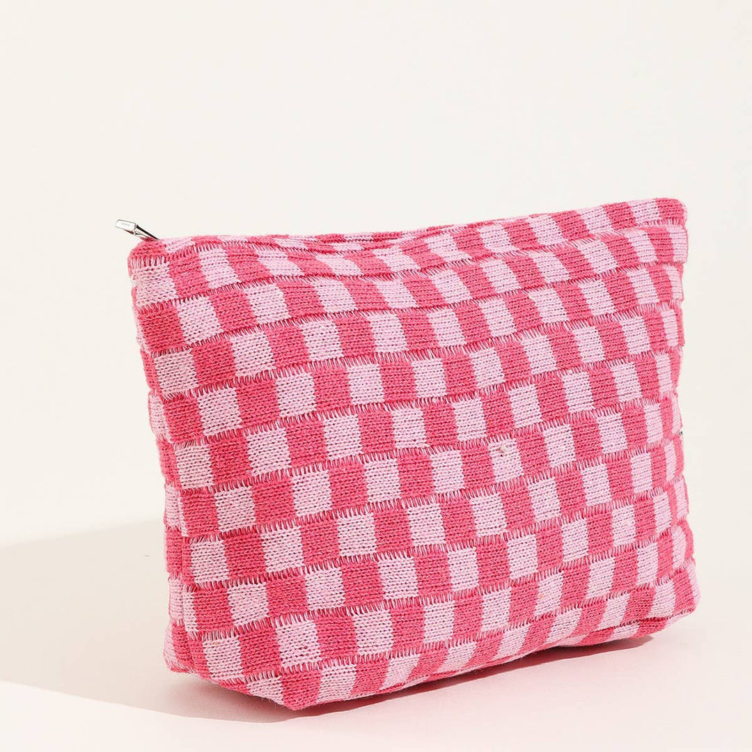 TRAVEL CHECKER MAKEUP COSMETIC POUCH BAG