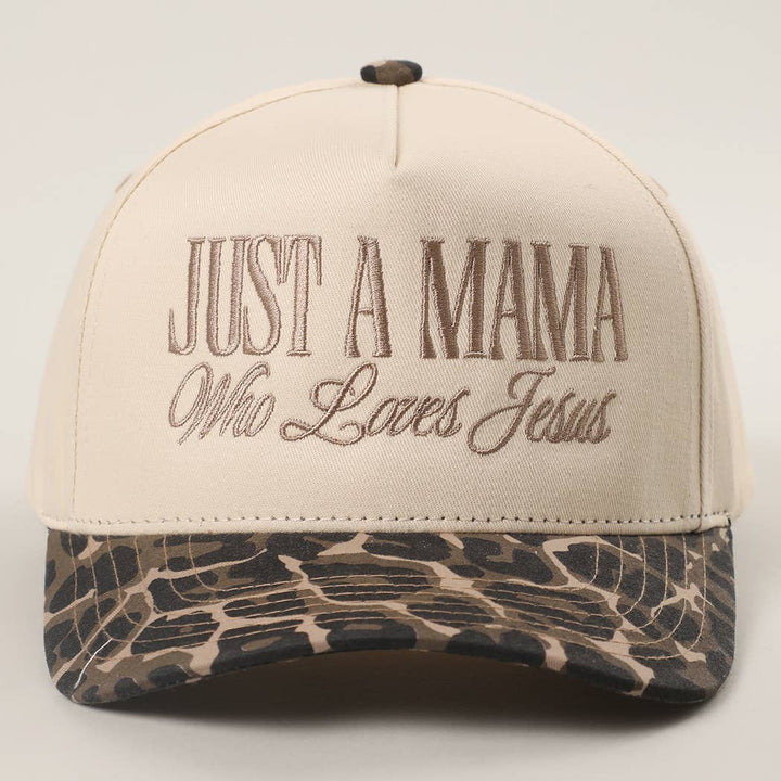JUST A MAMA WHO LOVES JESUS Embroidery Two-Tone Trucker Hat