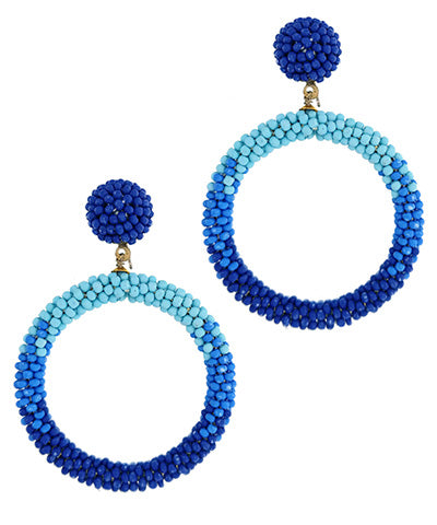 Ombre Seed Bead Circle Earrings