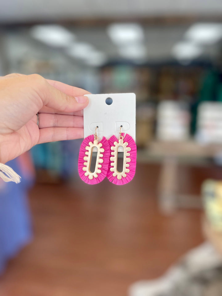 Wrapped Raffia Casting Metal Earrings