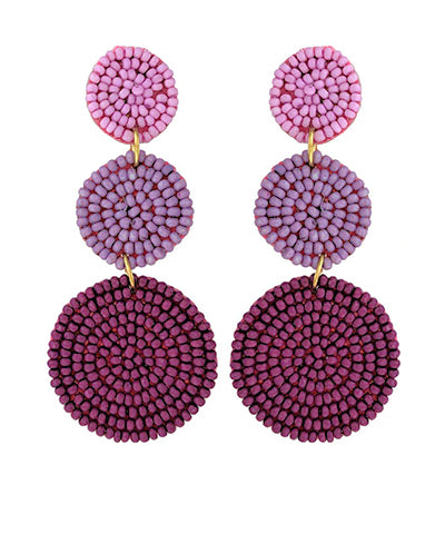 Beads 3 Round Shape Drop Earrings