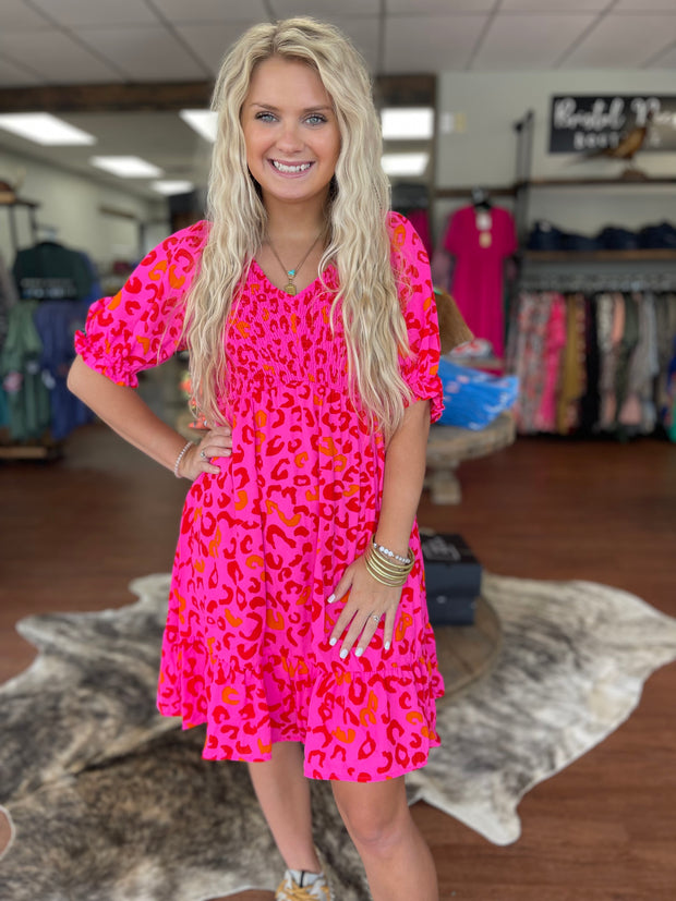 Fiercely Pink Leopard Dress