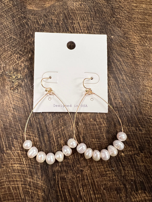 Beads Pearl & Wire Teardrop Earring